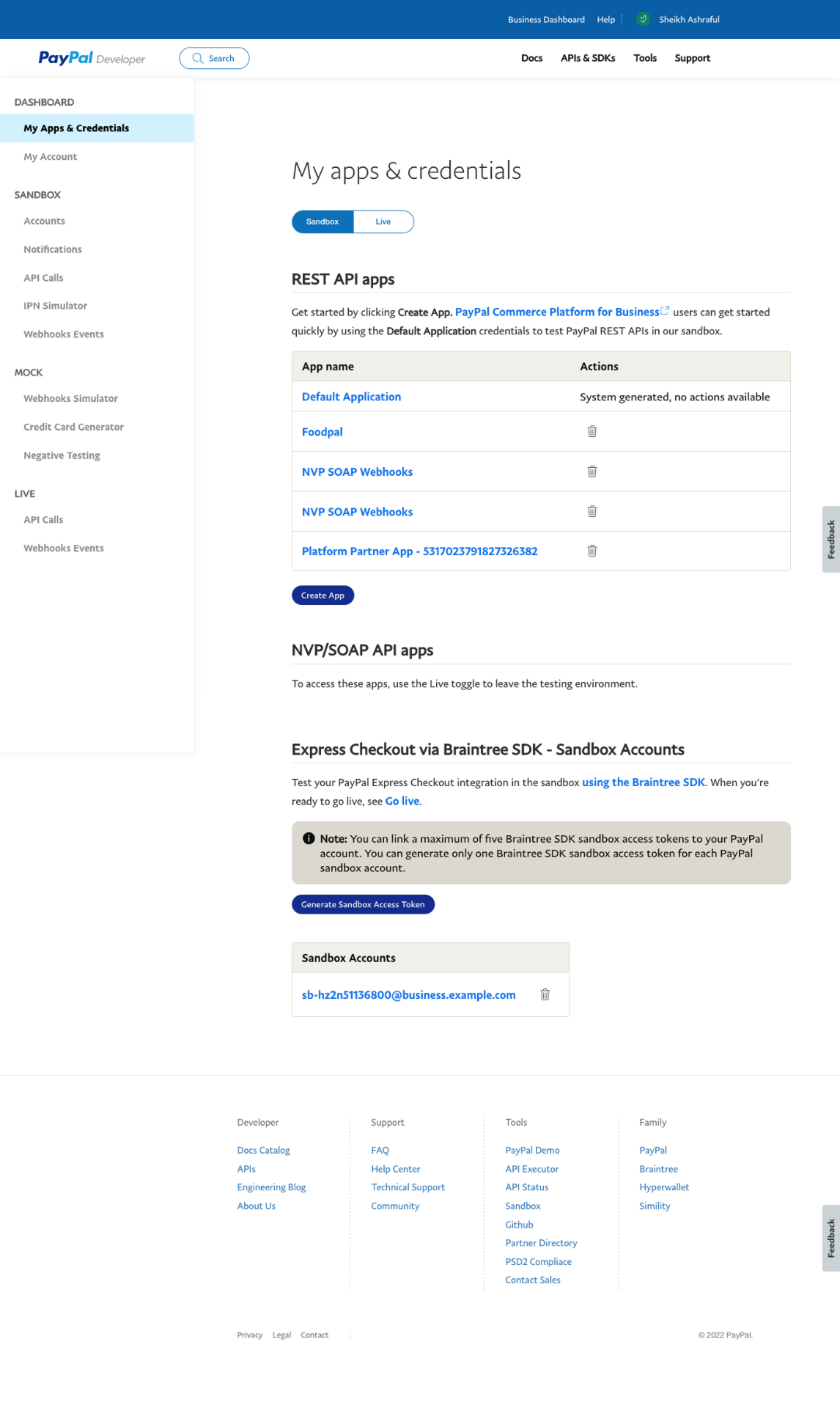 Before redesign — Landing → Dashboard. The old apps & credentials page asked developers to read marketing copy before getting to keys. The redesign opens with a personalised welcome, recent transactions, error logs and monitoring — the four things developers actually return for.