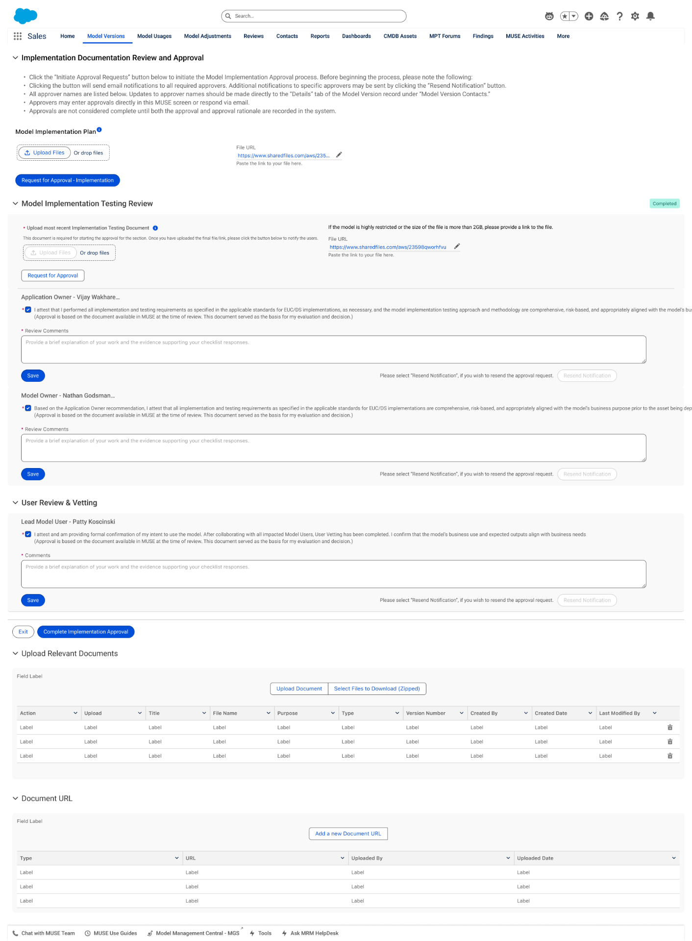 Implementation Documentation Review — testing, vetting, registry