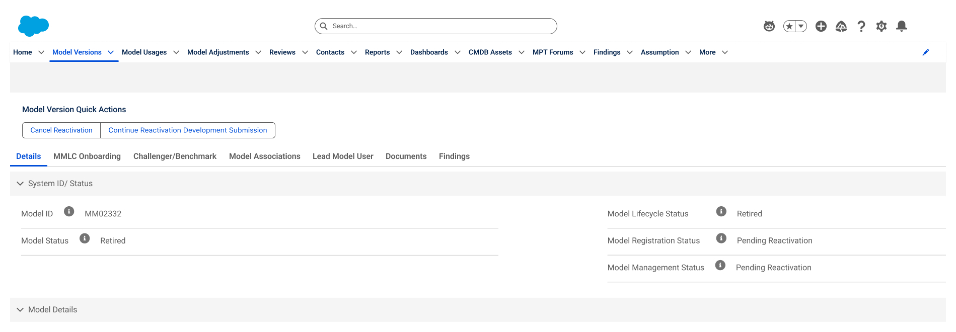 Cancel or continue reactivation development submission