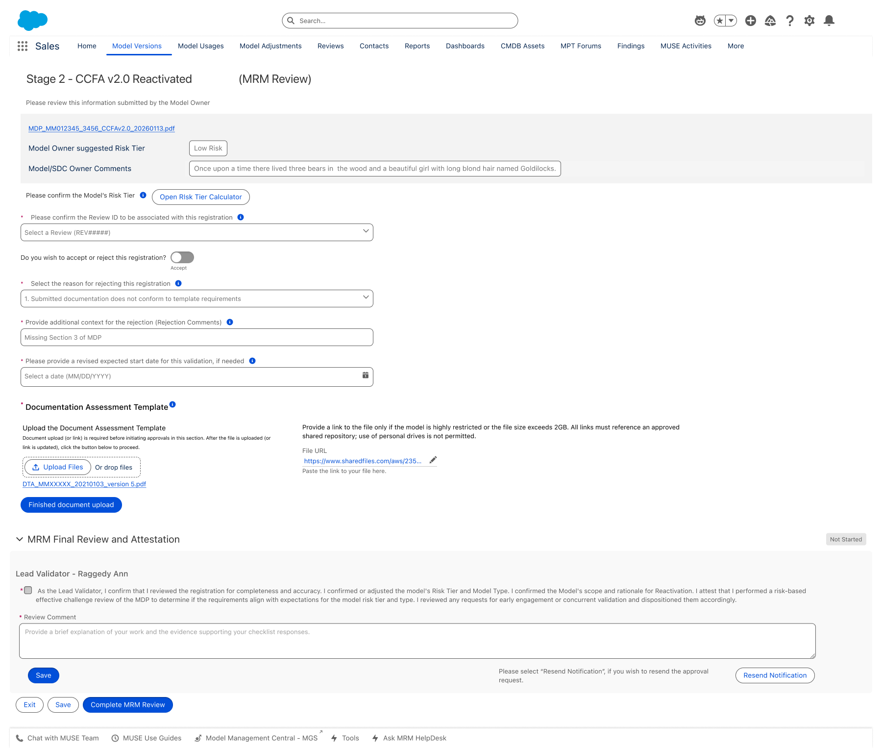 Stage 2 MRM Review — Risk Tier, DAT & final attestation